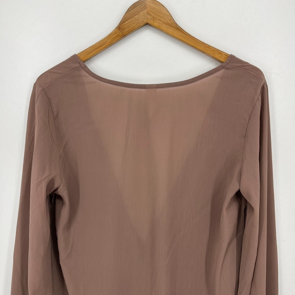 Missguided Blouse Women's Size S Purple Solid Open Neck Long Sleeve New NWT - Picture 7 of 9